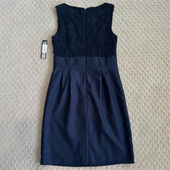 Tahari ASL Sleeveless Sheath Cocktail Dress Navy Blue 6 NWT Feminine Cocktail - Picture 9 of 15